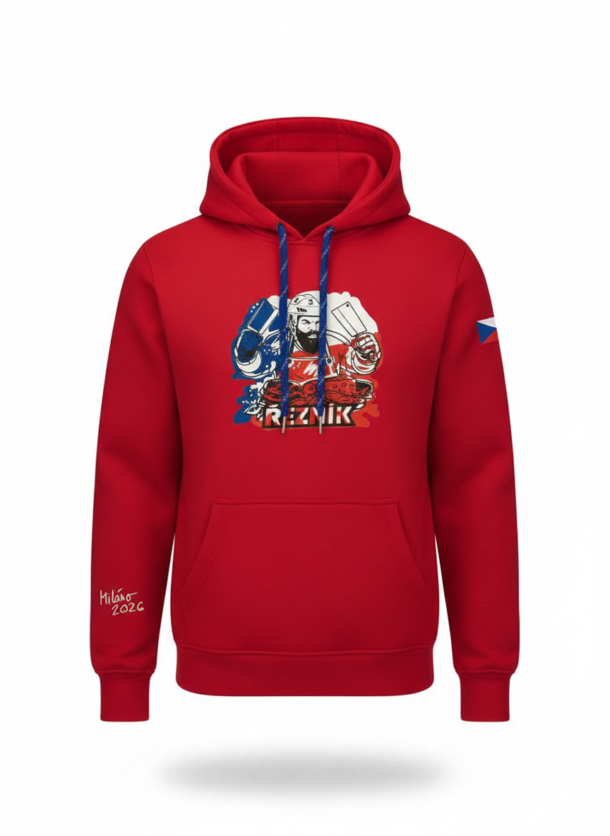 Limitovaná edice "Řezník jede na ZOH 2026" červená mikina